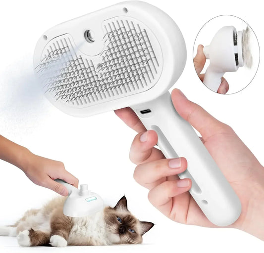 2-in-1 Pet Spray Hair Comb – Detangling Grooming Brush with Water Mist Humidifier | Pet Hair Remover for Dogs & Cats | Dematting & Cleaning Tool for Easy Grooming