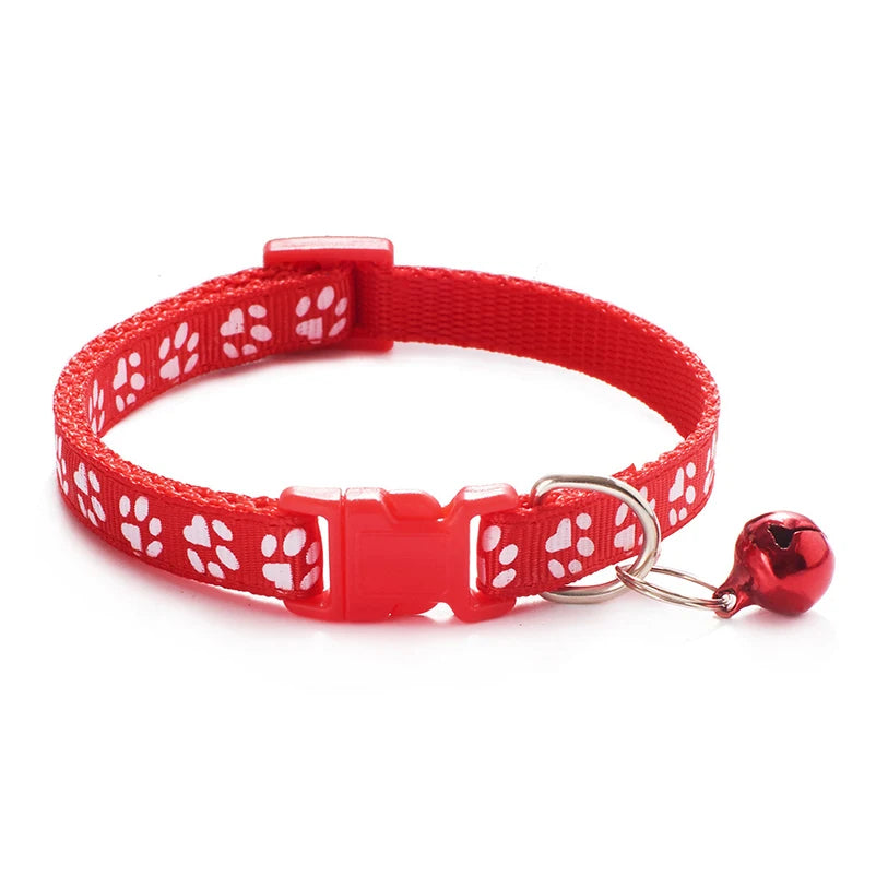 Hot pet cat bell collar dog print cat collar multi-color optional necklace ring cat rope collar pet supplies