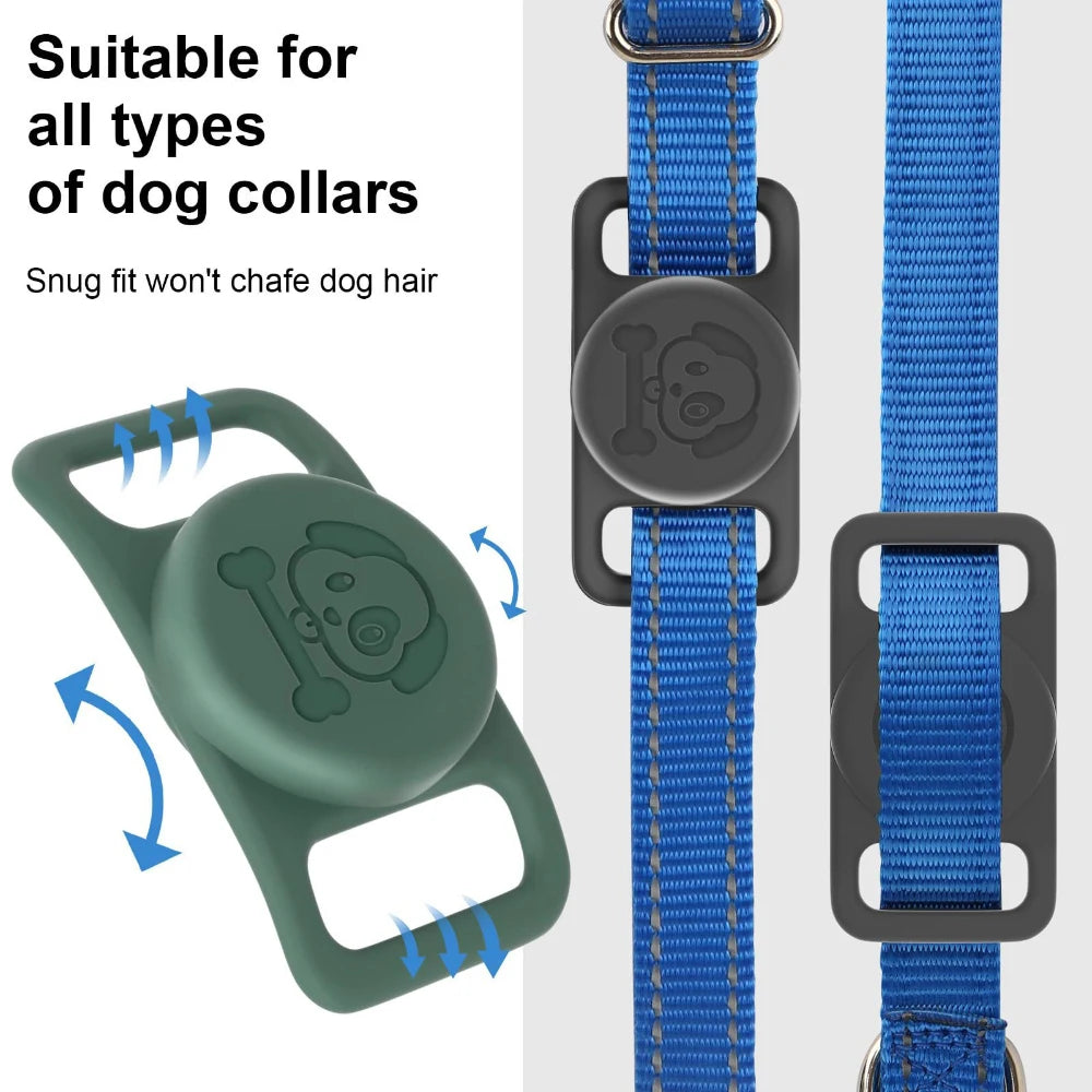 Dog Collar Holder for AirTag Dog Cat GPS Finder Waterproof Silicone Hidden Loop AirTag Pet Collar Anti-Lost Tracker Accessories