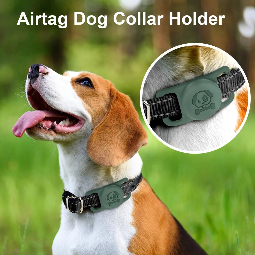 Dog Collar Holder for AirTag Dog Cat GPS Finder Waterproof Silicone Hidden Loop AirTag Pet Collar Anti-Lost Tracker Accessories