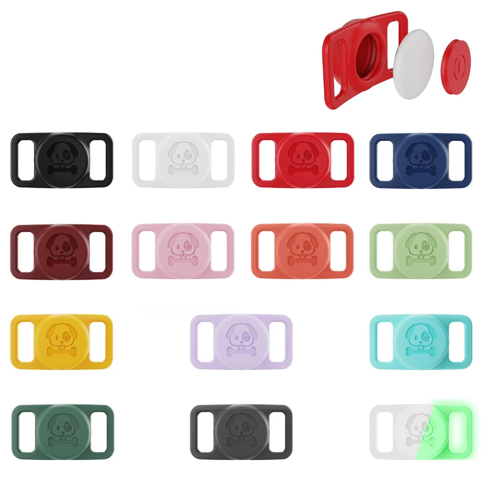 Dog Collar Holder for AirTag Dog Cat GPS Finder Waterproof Silicone Hidden Loop AirTag Pet Collar Anti-Lost Tracker Accessories