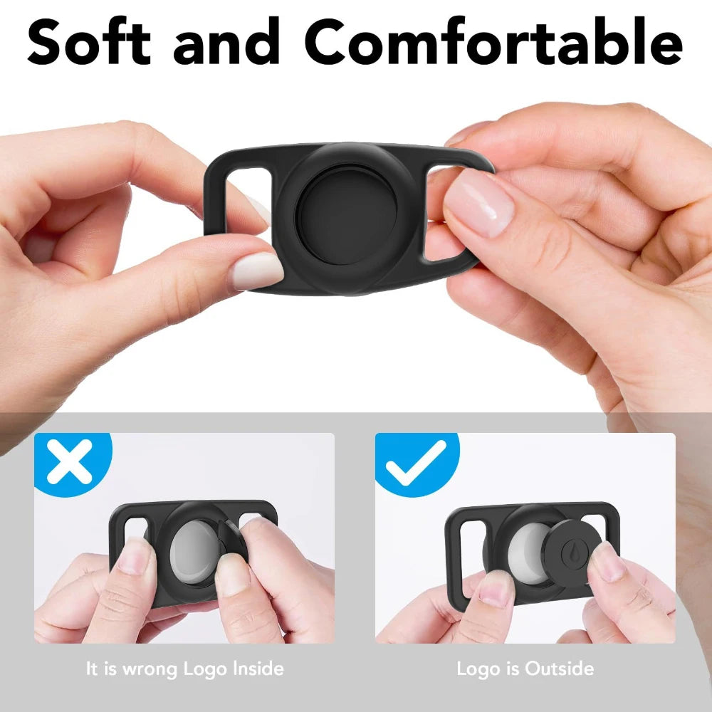 Dog Collar Holder for AirTag Dog Cat GPS Finder Waterproof Silicone Hidden Loop AirTag Pet Collar Anti-Lost Tracker Accessories